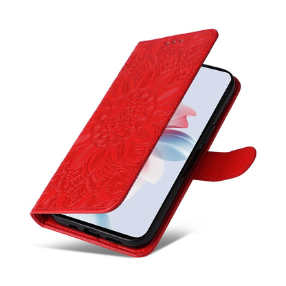 OPPO Reno11 F Global Sunflower Embossed Leather Wallet Phone Case with Kickstand and Card Holder