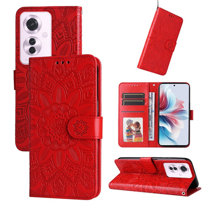 OPPO Reno11 F25 Pro Global Sunflower Embossed Leather Wallet Phone Case with Kickstand and Card Holder