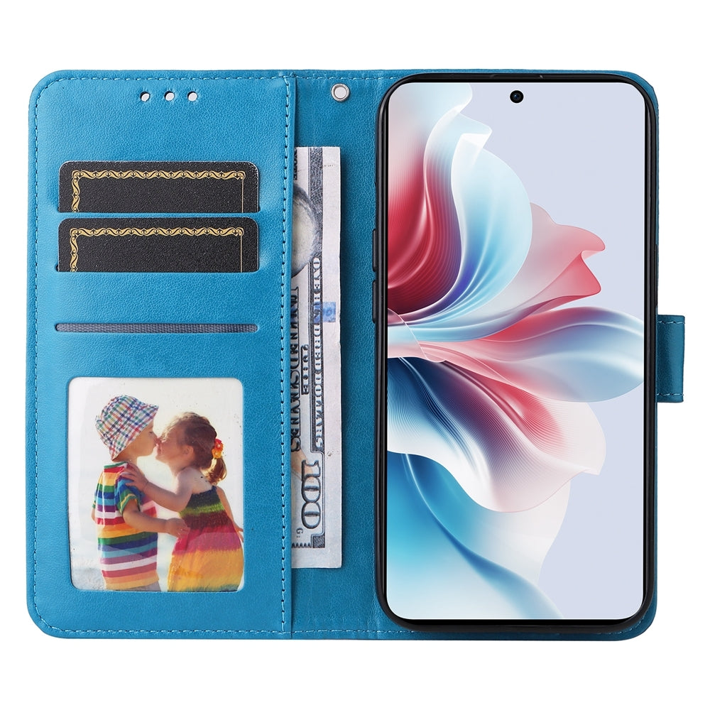 OPPO Reno11 F25 Pro Global Sunflower Embossed Leather Wallet Phone Case with Kickstand and Card Holder