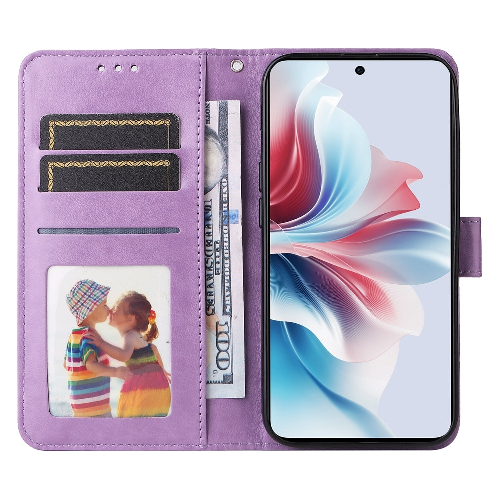 OPPO Reno11 F25 Pro Global Sunflower Embossed Leather Wallet Phone Case with Kickstand and Card Holder