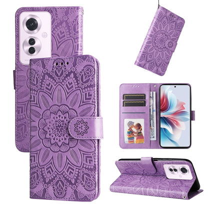OPPO Reno11 F25 Pro Global Sunflower Embossed Leather Wallet Phone Case with Kickstand and Card Holder