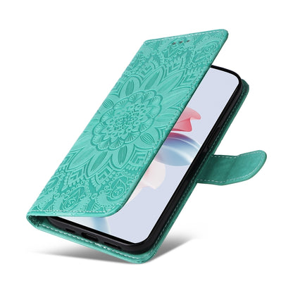 OPPO Reno11 F25 Pro Global Sunflower Embossed Leather Wallet Phone Case with Kickstand and Card Holder