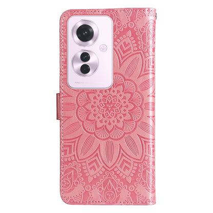 OPPO Reno11 F Global Sunflower Embossed Leather Wallet Phone Case with Kickstand and Card Holder