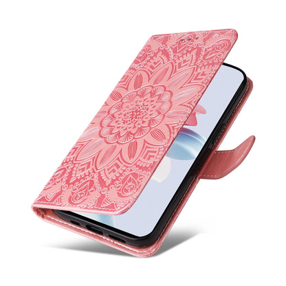 OPPO Reno11 F25 Pro Global Sunflower Embossed Leather Wallet Phone Case with Kickstand and Card Holder
