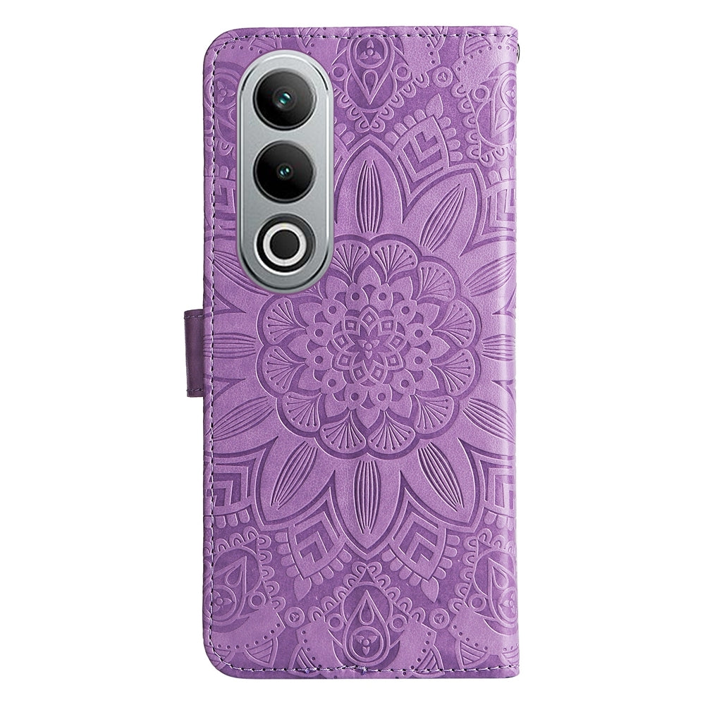 OPPO K12 Sunflower Embossed Leather Wallet Phone Case with Kickstand and Card Holder