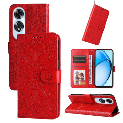 OPPO A60 4G Global Sunflower Embossed Leather Wallet Phone Case with Kickstand and Card Holder