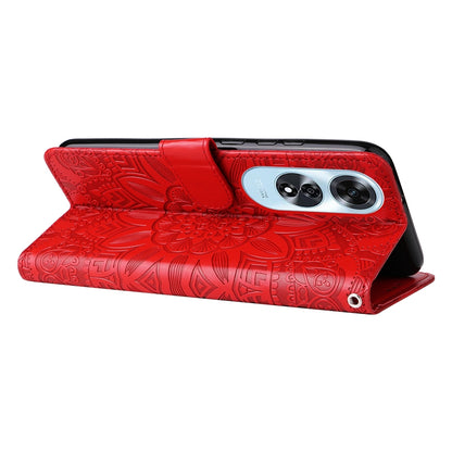 OPPO A60 4G Global Sunflower Embossed Leather Wallet Phone Case with Kickstand and Card Holder