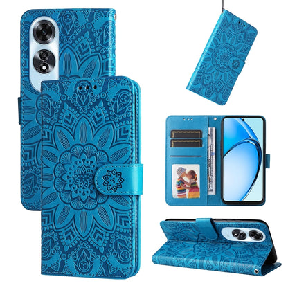 OPPO A60 4G Global Sunflower Embossed Leather Wallet Phone Case with Kickstand and Card Holder