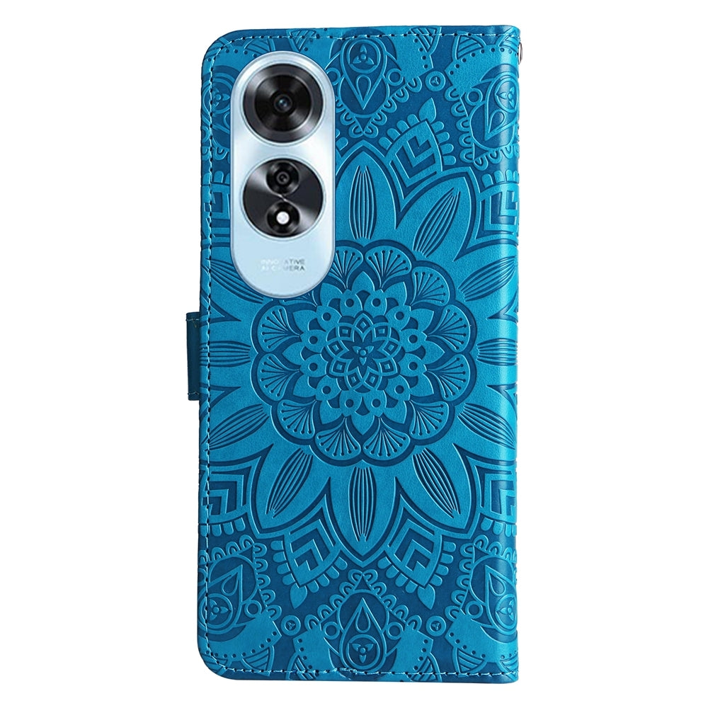 OPPO A60 4G Global Sunflower Embossed Leather Wallet Phone Case with Kickstand and Card Holder