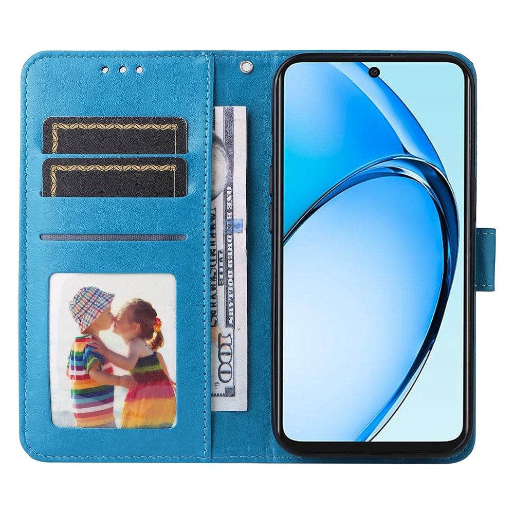 OPPO A60 4G Global Sunflower Embossed Leather Wallet Phone Case with Kickstand and Card Holder