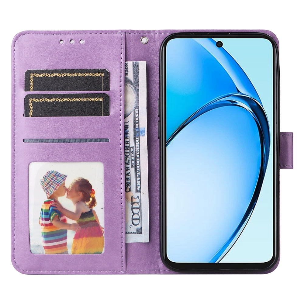 OPPO A60 4G Global Sunflower Embossed Leather Wallet Phone Case with Kickstand and Card Holder