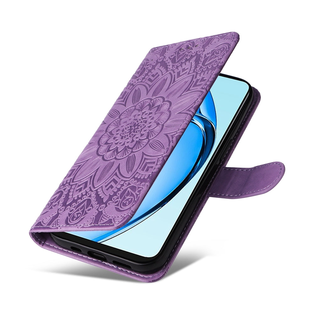 OPPO A60 4G Global Sunflower Embossed Leather Wallet Phone Case with Kickstand and Card Holder