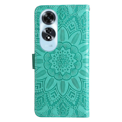 OPPO A60 4G Global Sunflower Embossed Leather Wallet Phone Case with Kickstand and Card Holder