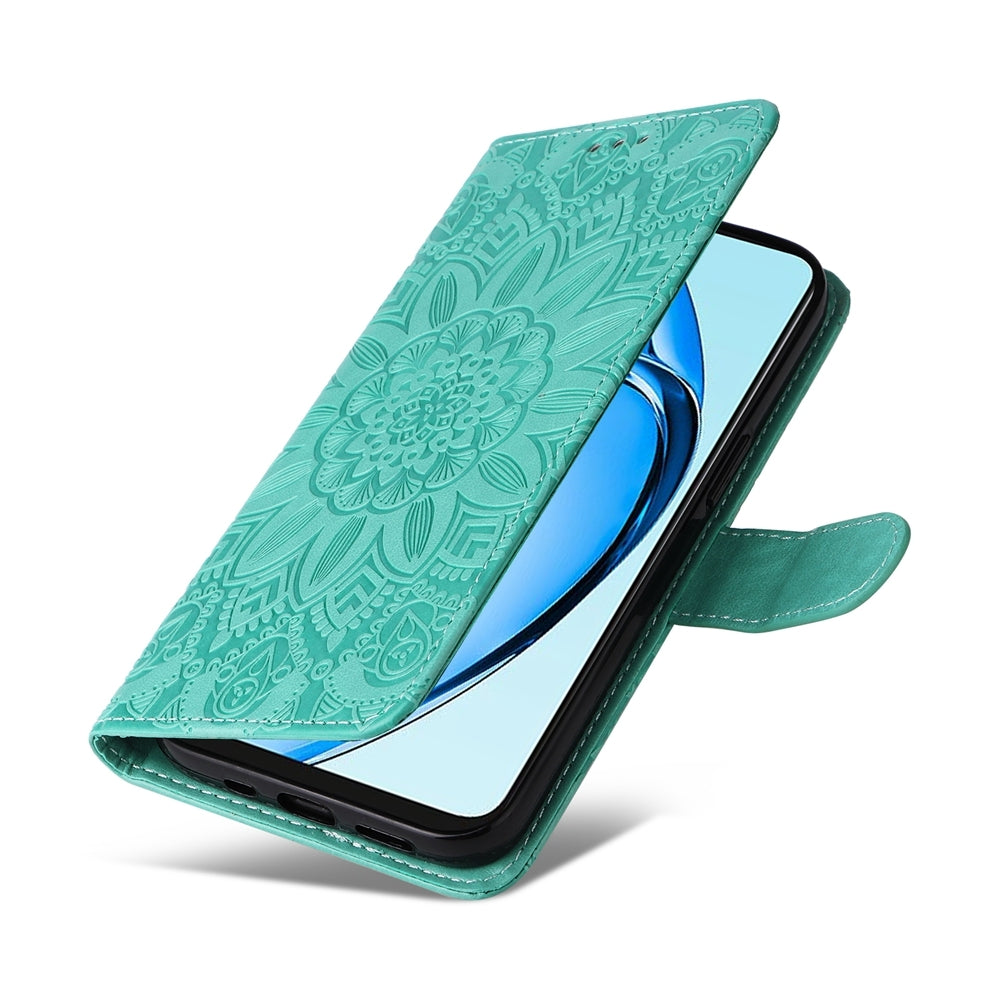 OPPO A60 4G Global Sunflower Embossed Leather Wallet Phone Case with Kickstand and Card Holder
