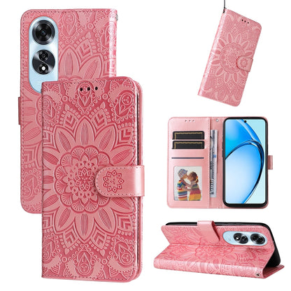 OPPO A60 4G Global Sunflower Embossed Leather Wallet Phone Case with Kickstand and Card Holder