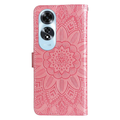 OPPO A60 4G Global Sunflower Embossed Leather Wallet Phone Case with Kickstand and Card Holder