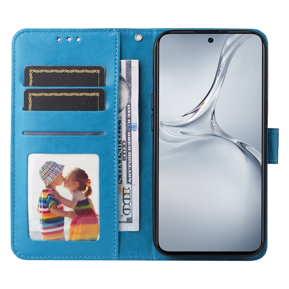 OPPO K12x Sunflower Embossed Leather Wallet Phone Case with Kickstand and Card Holder