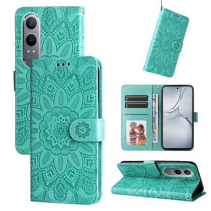 OPPO K12x Sunflower Embossed Leather Wallet Phone Case with Kickstand and Card Holder