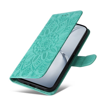 OPPO K12x Sunflower Embossed Leather Wallet Phone Case with Kickstand and Card Holder