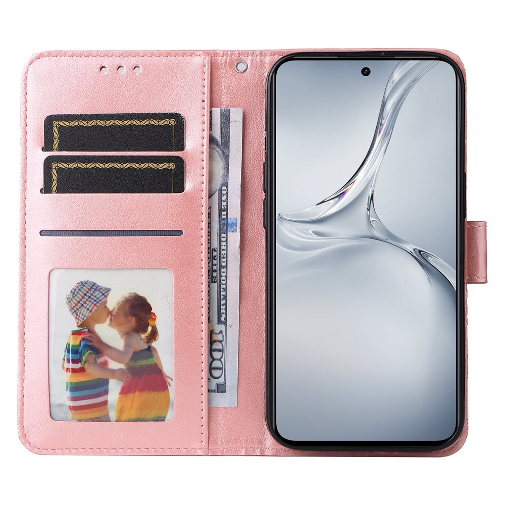 OPPO K12x Sunflower Embossed Leather Wallet Phone Case with Kickstand and Card Holder