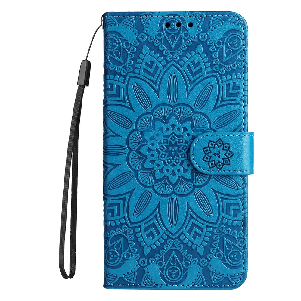 OPPO Reno12 5G Global Sunflower Embossed Leather Wallet Phone Case with Kickstand and Card Holder
