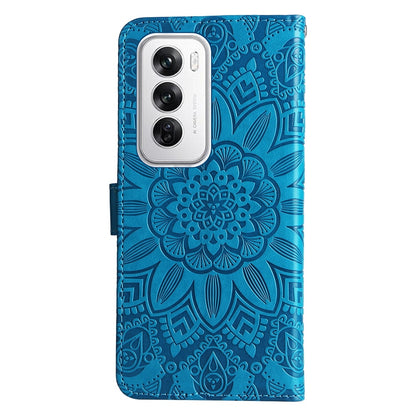 OPPO Reno12 5G Global Sunflower Embossed Leather Wallet Phone Case with Kickstand and Card Holder