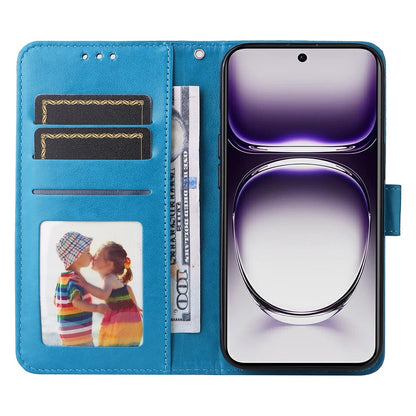 OPPO Reno12 5G Global Sunflower Embossed Leather Wallet Phone Case with Kickstand and Card Holder