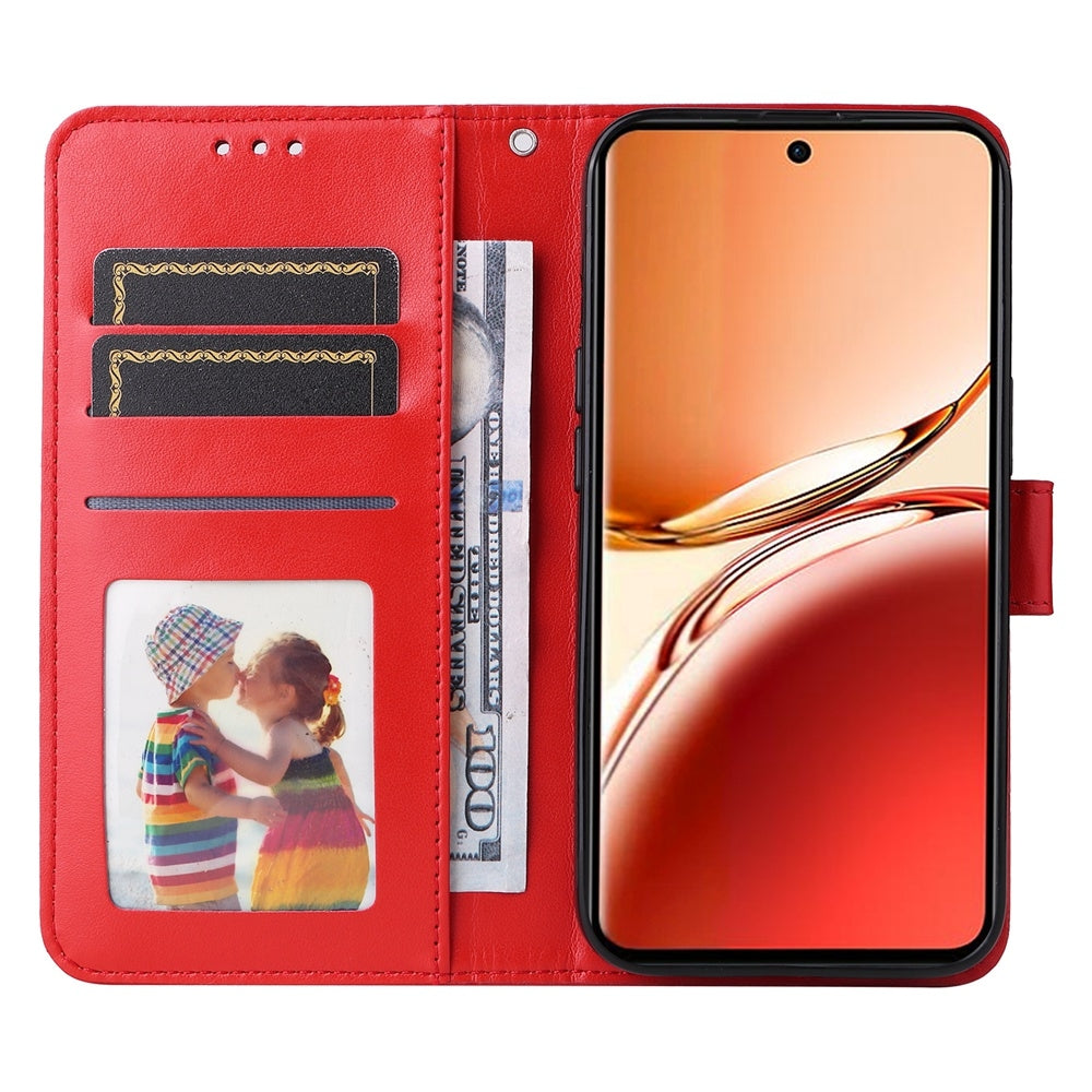 OPPO Reno12 F 5G Global Sunflower Embossed Leather Wallet Phone Case with Kickstand and Card Holder