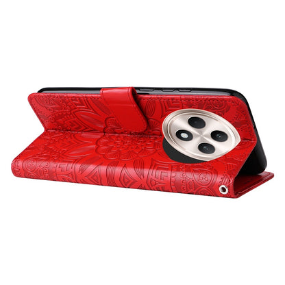 OPPO Reno12 F 5G Global Sunflower Embossed Leather Wallet Phone Case with Kickstand and Card Holder