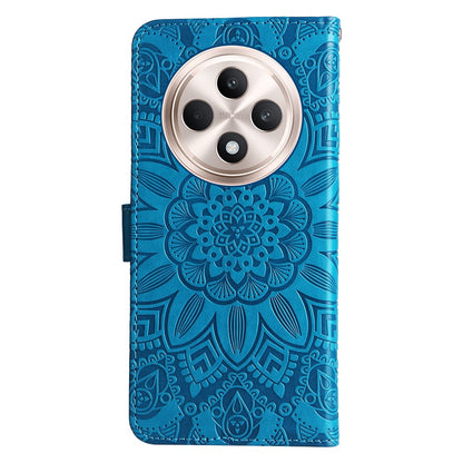 OPPO Reno12 F 5G Global Sunflower Embossed Leather Wallet Phone Case with Kickstand and Card Holder