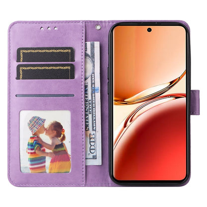 OPPO Reno12 F 5G Global Sunflower Embossed Leather Wallet Phone Case with Kickstand and Card Holder