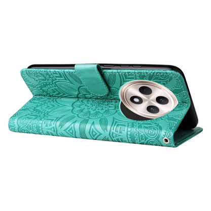 OPPO Reno12 F 5G Global Sunflower Embossed Leather Wallet Phone Case with Kickstand and Card Holder