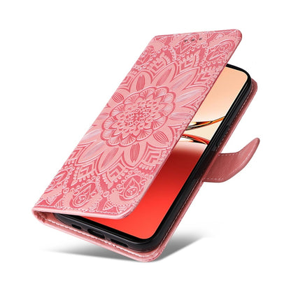 OPPO Reno12 F 5G Global Sunflower Embossed Leather Wallet Phone Case with Kickstand and Card Holder