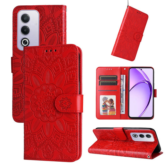 OPPO A3 Pro 5G Sunflower Embossed Leather Wallet Phone Case with Kickstand and Card Holder