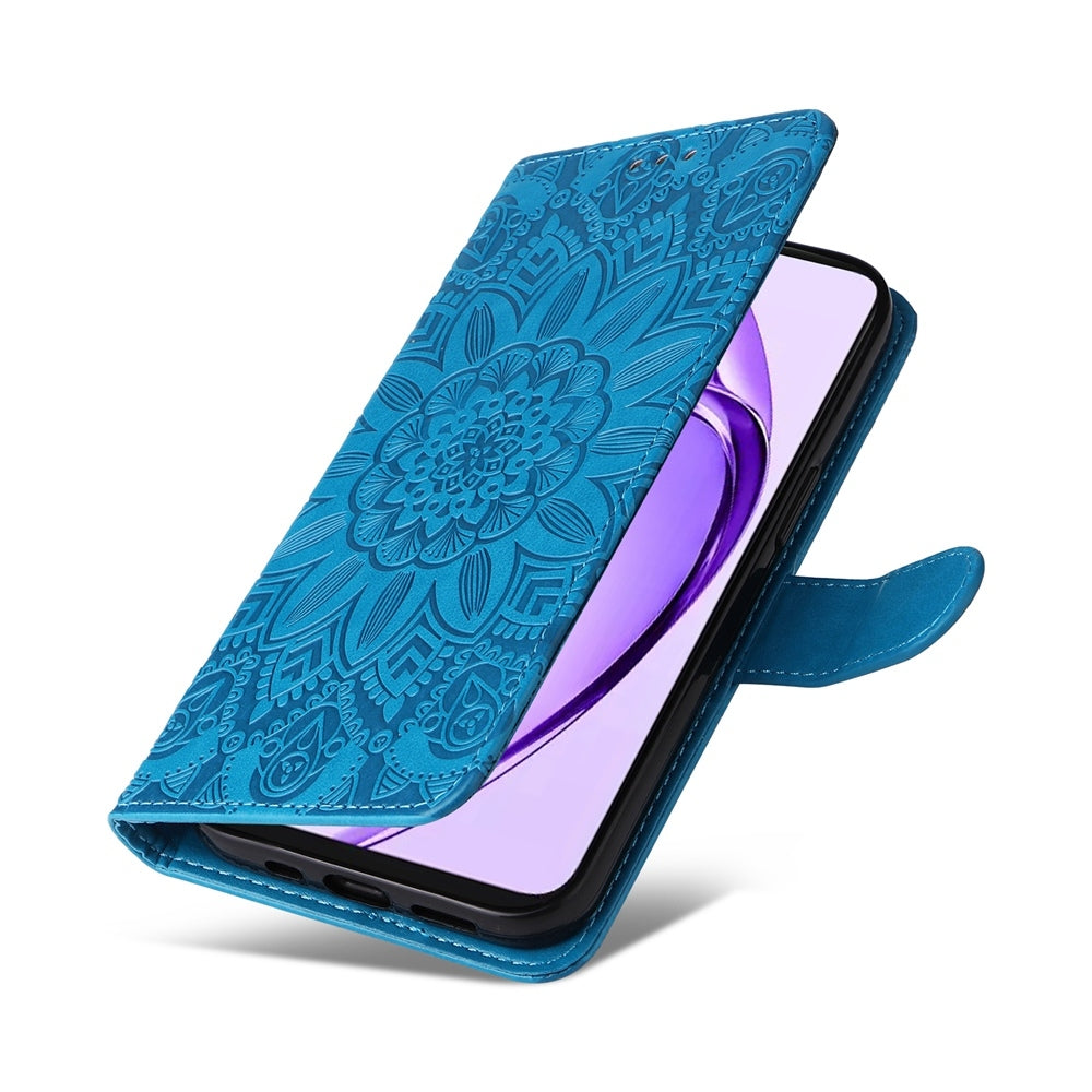 OPPO A3 Pro 5G Sunflower Embossed Leather Wallet Phone Case with Kickstand and Card Holder