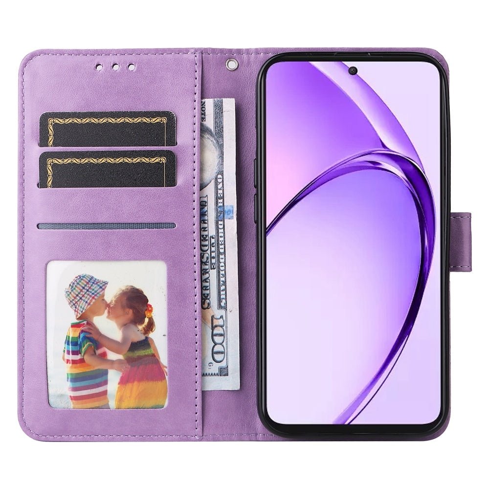 OPPO A3 Pro 5G Sunflower Embossed Leather Wallet Phone Case with Kickstand and Card Holder