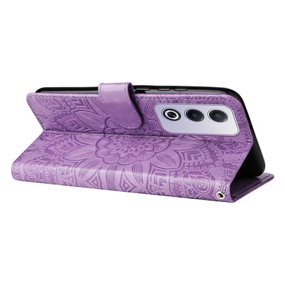 OPPO A3 Pro 5G Sunflower Embossed Leather Wallet Phone Case with Kickstand and Card Holder