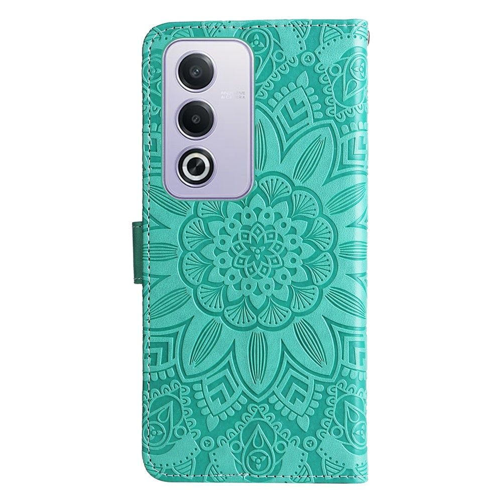 OPPO A3 Pro 5G Sunflower Embossed Leather Wallet Phone Case with Kickstand and Card Holder