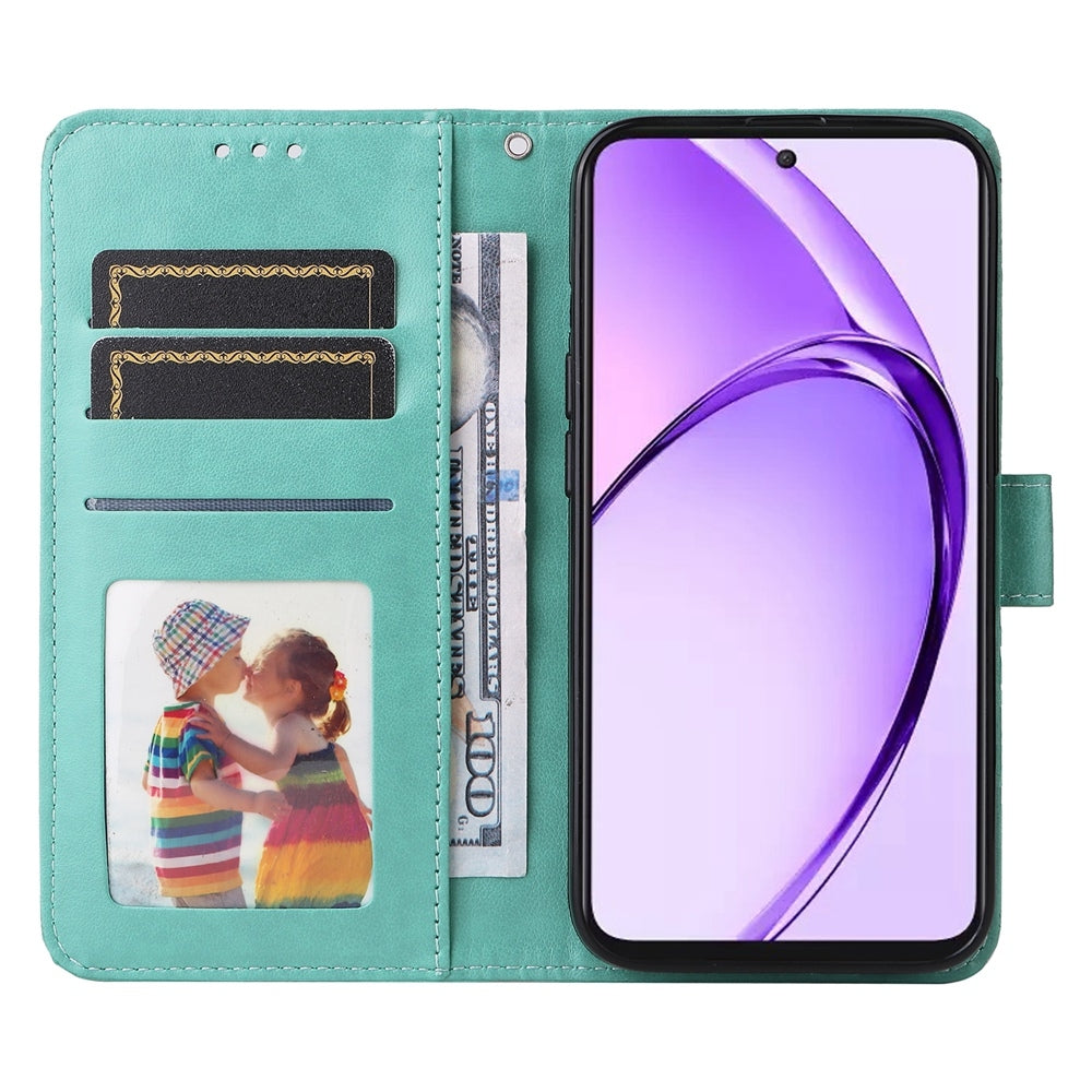 OPPO A3 Pro 5G Sunflower Embossed Leather Wallet Phone Case with Kickstand and Card Holder
