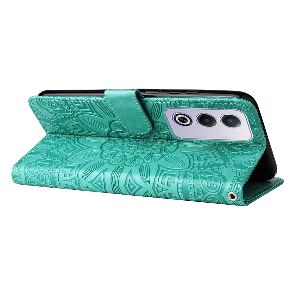 OPPO A3 Pro 5G Sunflower Embossed Leather Wallet Phone Case with Kickstand and Card Holder