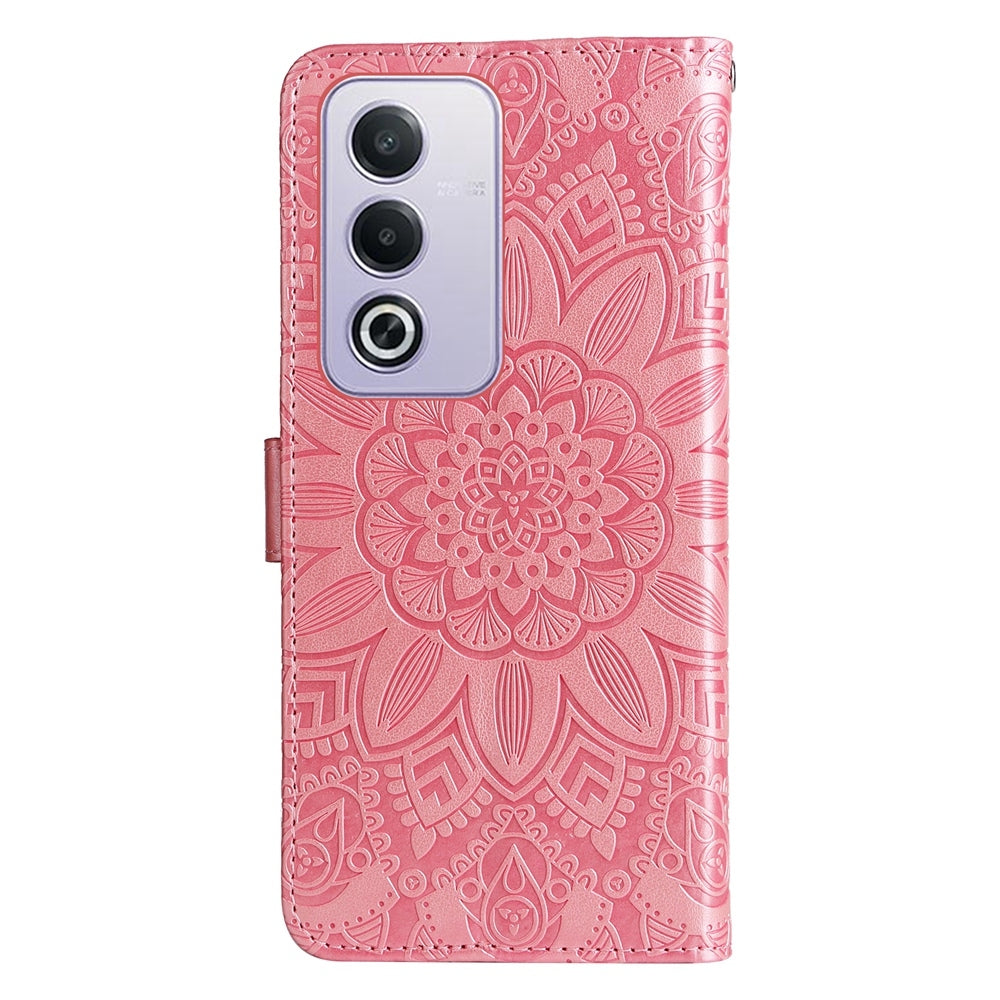 OPPO A3 Pro 5G Sunflower Embossed Leather Wallet Phone Case with Kickstand and Card Holder