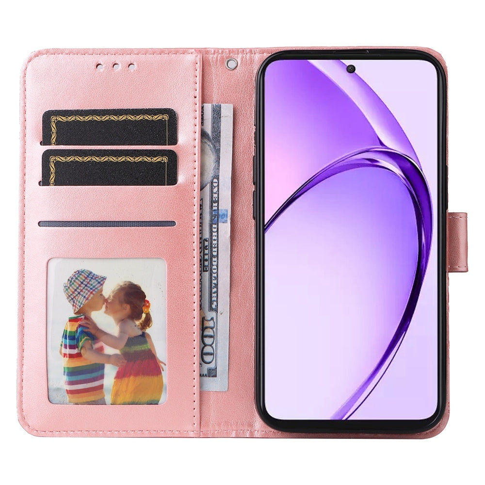OPPO A3 Pro 5G Sunflower Embossed Leather Wallet Phone Case with Kickstand and Card Holder