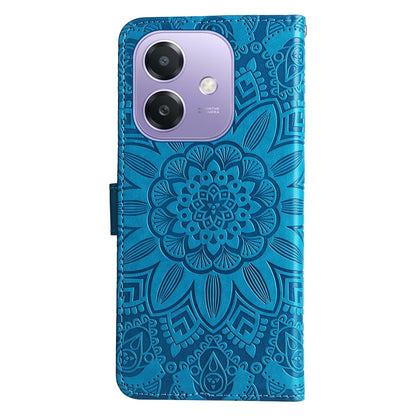 OPPO A3x 5G Sunflower Embossed Leather Wallet Phone Case with Kickstand and Card Holder