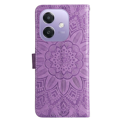 OPPO A3x 4G Sunflower Embossed Leather Wallet Phone Case with Kickstand and Card Holder