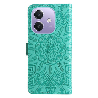 OPPO A3x 5G Sunflower Embossed Leather Wallet Phone Case with Kickstand and Card Holder