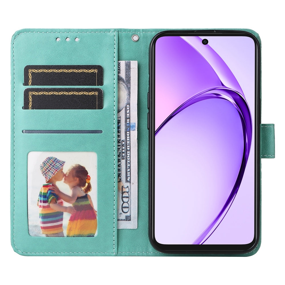 OPPO A3x 4G Sunflower Embossed Leather Wallet Phone Case with Kickstand and Card Holder