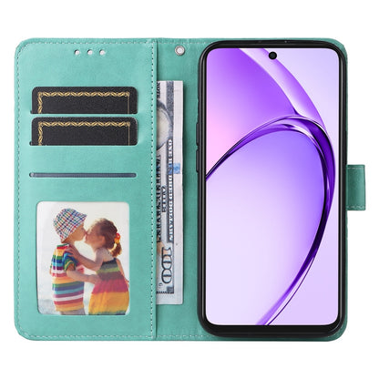 OPPO A3x 5G Sunflower Embossed Leather Wallet Phone Case with Kickstand and Card Holder