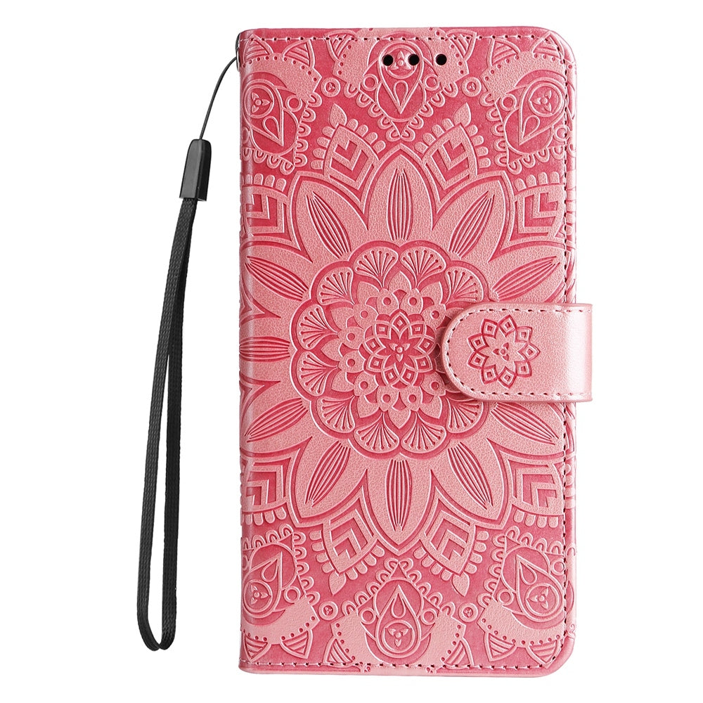 OPPO A3x 5G Sunflower Embossed Leather Wallet Phone Case with Kickstand and Card Holder