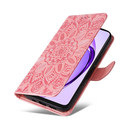 OPPO A3x 5G Sunflower Embossed Leather Wallet Phone Case with Kickstand and Card Holder