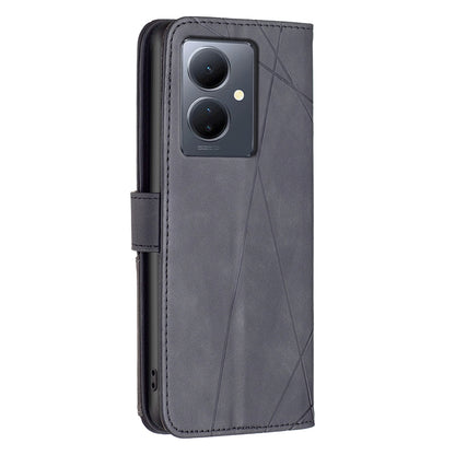 vivo Y78 5G Rhombus Texture Leather Phone Case with Magnetic Buckle and Card Holder